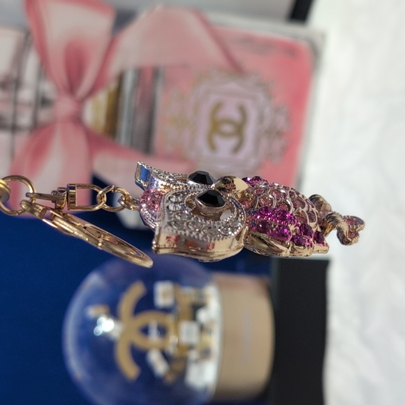 Crystal Owl Bag Charm/ Keychain with Pink and Gold Accents - Picture 3 of 5